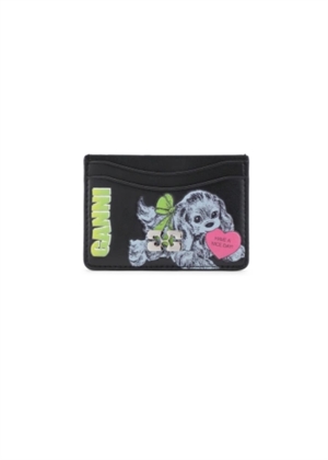 Ganni blue dog card holder Black A7035 Ganni 